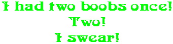 I had two boobs once! Two! I swear!